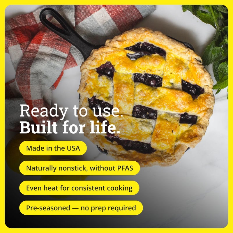 Lodge Seasoned Cast Iron Skillet - PFAS-Free, Non-Toxic Cookware - Use with an Oven, Stove, Grill, or Campfire - Naturally Non-Stick & Oven Safe - 9 Inches - Image 4