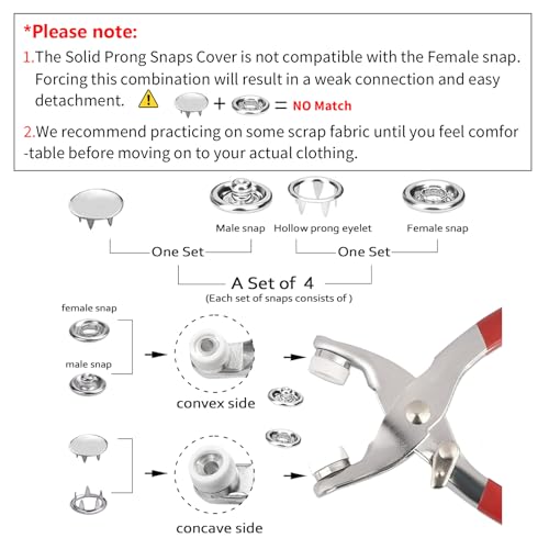 GTAAOY 100 Sets 9.5mm Metal Snaps Buttons with Fastener Pliers Press Tool Kit Perfect for Baby Crafts Clothes Hats and Sewing, Snap Button Fasteners Kit for Baby Clothing Sewing - Image 2
