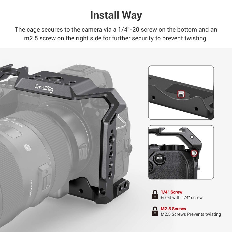 SmallRig S5 S5D Cage Kit for Panasonic LUMIX S5 S5D Camera, Aluminum Alloy Camera Cage with NATO Rail and Cold Shoe Mount for Microphone and Light 2983 - Image 4