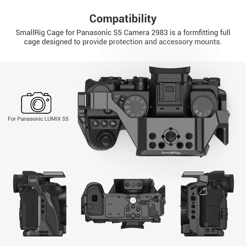 SmallRig S5 S5D Cage Kit for Panasonic LUMIX S5 S5D Camera, Aluminum Alloy Camera Cage with NATO Rail and Cold Shoe Mount for Microphone and Light 2983 - Image 3
