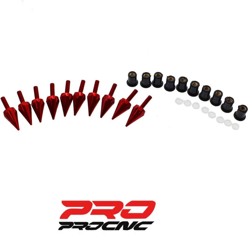PROCNC Motorcycle Spike Windshield Bolts Screw Nuts Fit for Honda CBR 600rr 1000rr for Suzuki GSXR 600 750 1000 for Yamaha R1 R6 R6s for Kawasaki ZX6R ZX9R ZX10R ZX12 (Red) - Image 4