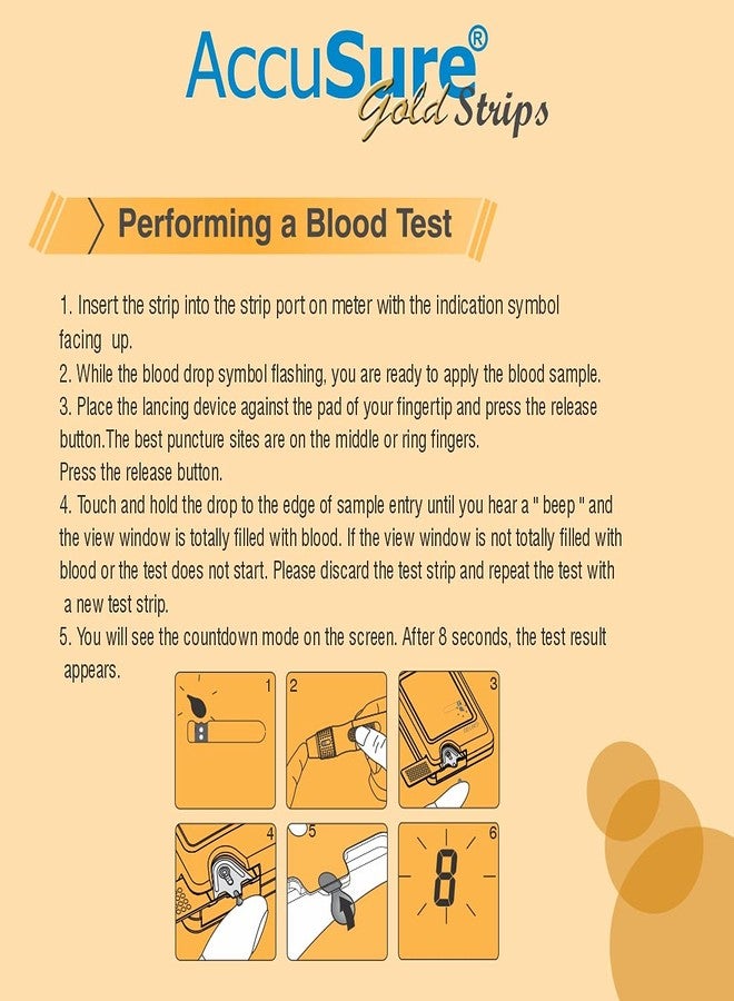AccuSure Gold Glucometer Test Strips, Pack of 1 | 25 Glucometer Strips - Image 4