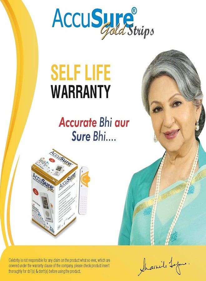 AccuSure Gold Glucometer Test Strips, Pack of 1 | 25 Glucometer Strips - Image 5