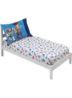 Toy Story 4 Blue Green Red And White 2 Pack Toddler Fitted Crib Sheet And Standard Size Pillowcase Set Blue Green Red White
