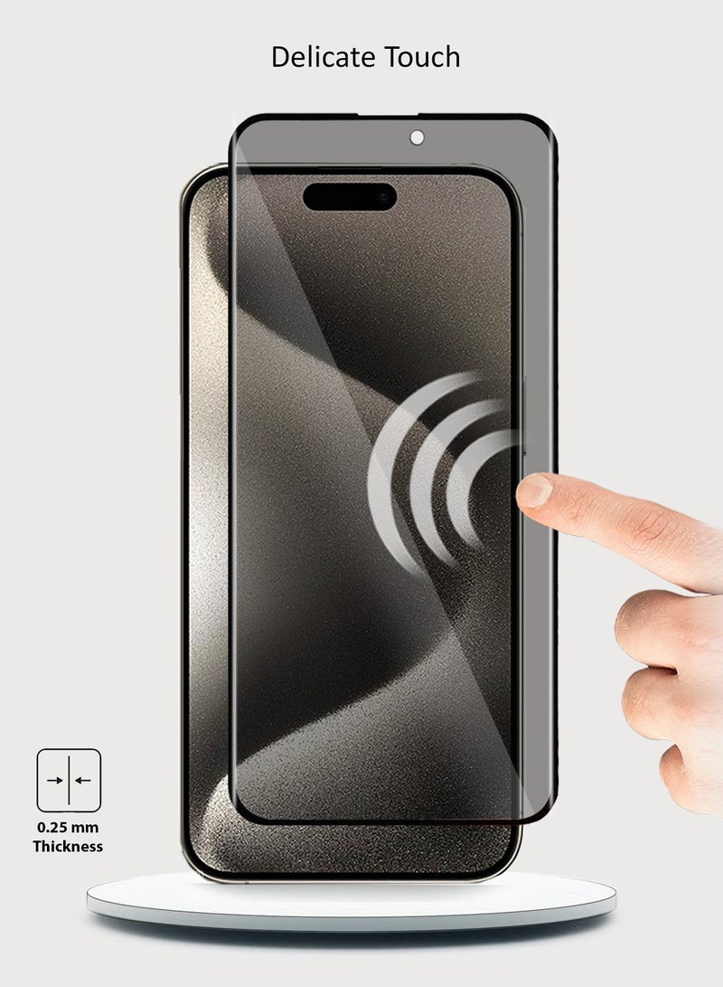 دبليو تيك واقي شاشة من الزجاج المقوى من Apple iPhone 15 Pro Max 2023 Premium E2E - شفاف / أسود - Image 3