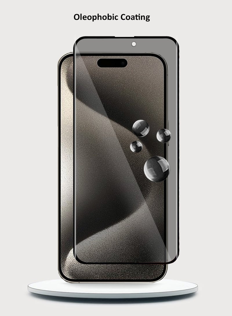 دبليو تيك واقي شاشة من الزجاج المقوى من Apple iPhone 15 Pro Max 2023 Premium E2E - شفاف / أسود - Image 4