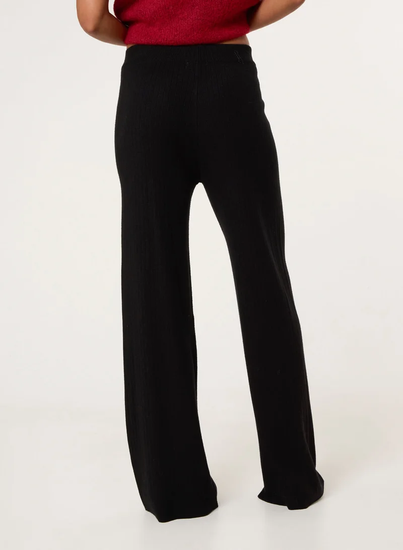 بلو فانيلا Ribbed Wide Leg Trousers