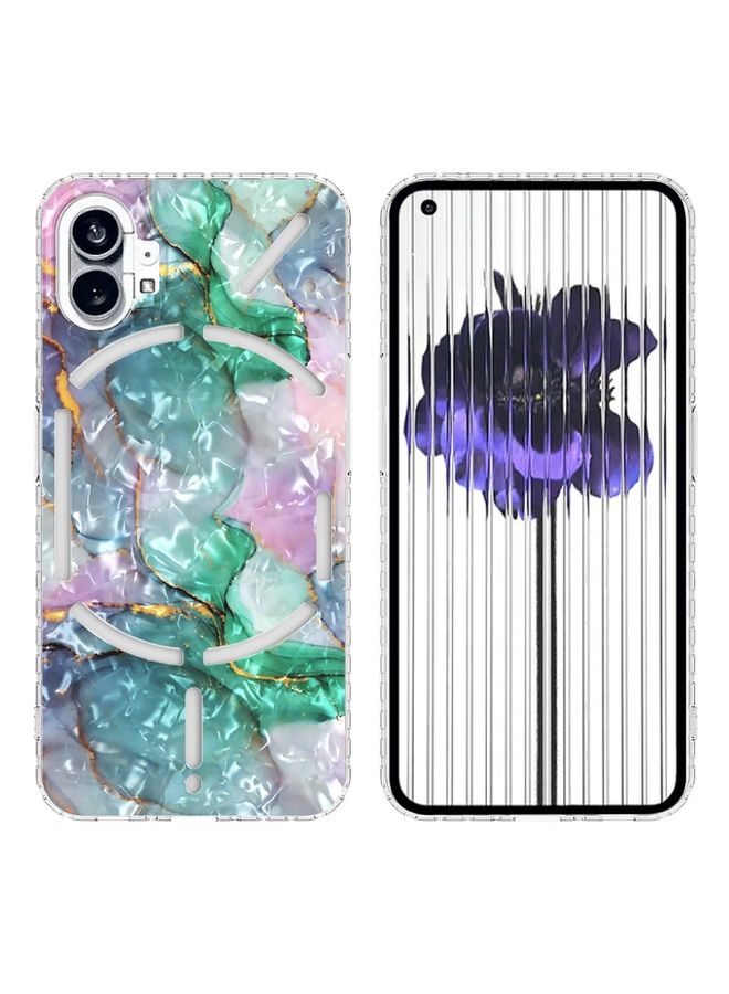 Case Cover For Nothing Phone 1 2.0mm Airbag Shockproof IMD TPU Phone Case Ink Green Marble