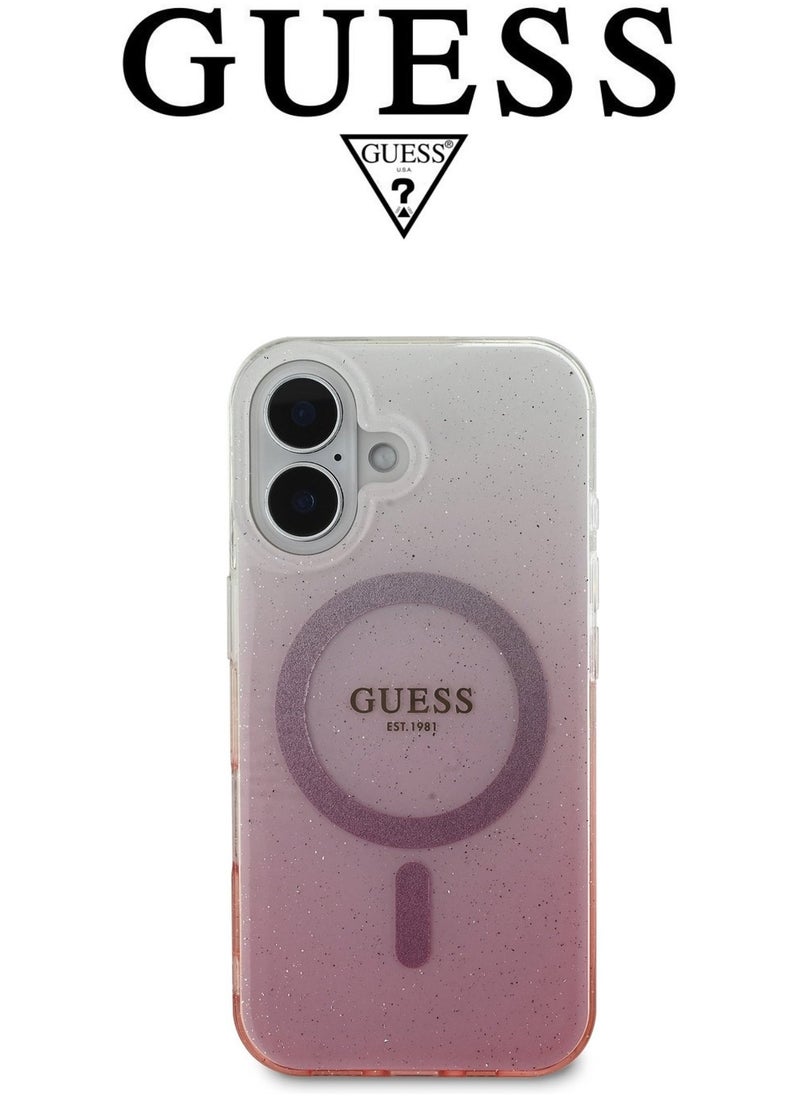 CG MOBILE iPhone 16 Case, phone case supports magsafe and wireless charging, iphone case with elegant gradient Pink design with original logo and design approved by the global brand GUESS  - Image 3