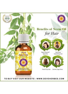 Deve Herbes Pure Neem Oil (Azadirachta Indica) Natural Therapeutic Grade Cold Pressed 50Ml  - Image 4
