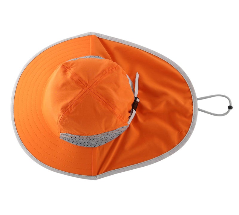 Connectyle Kids Adjustable Fishing Hat for Boys Girls Wide Brim UPF 50+ Sun Hats with Neck Flap Summer Beach Sun Hat Orange - Image 2