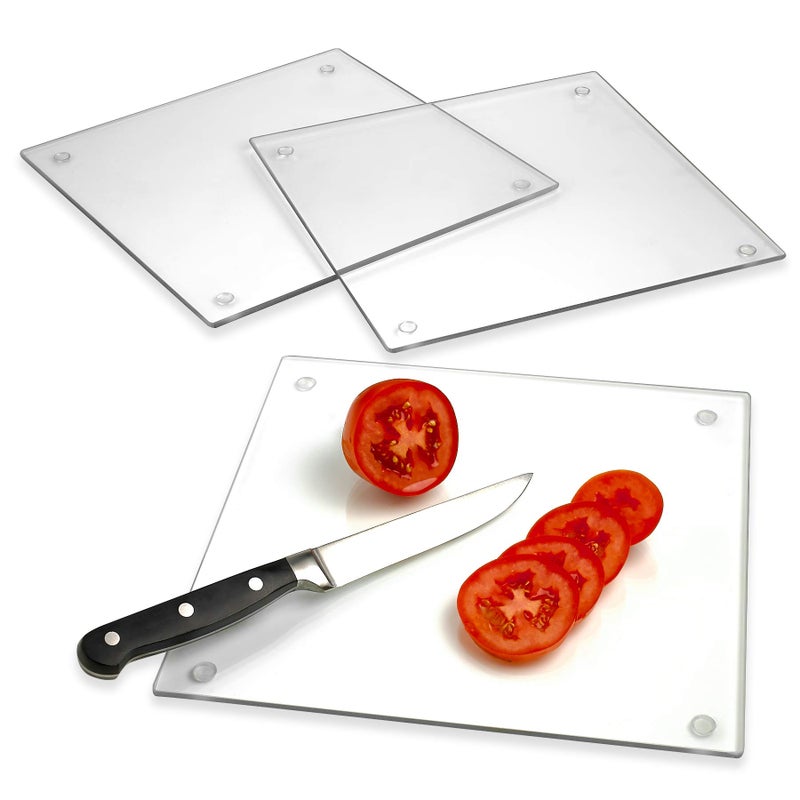 Tempered Glass Cutting Board  Long Lasting Clear Glass  Scratch Resistant Heat Resistant Shatter Resistant Dishwasher Safe 3 Square 10x10