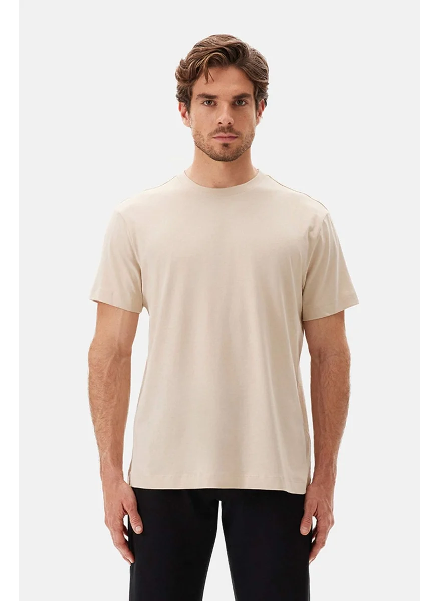 dagi Beige Crew Neck Short Sleeve Supima T-Shirt
