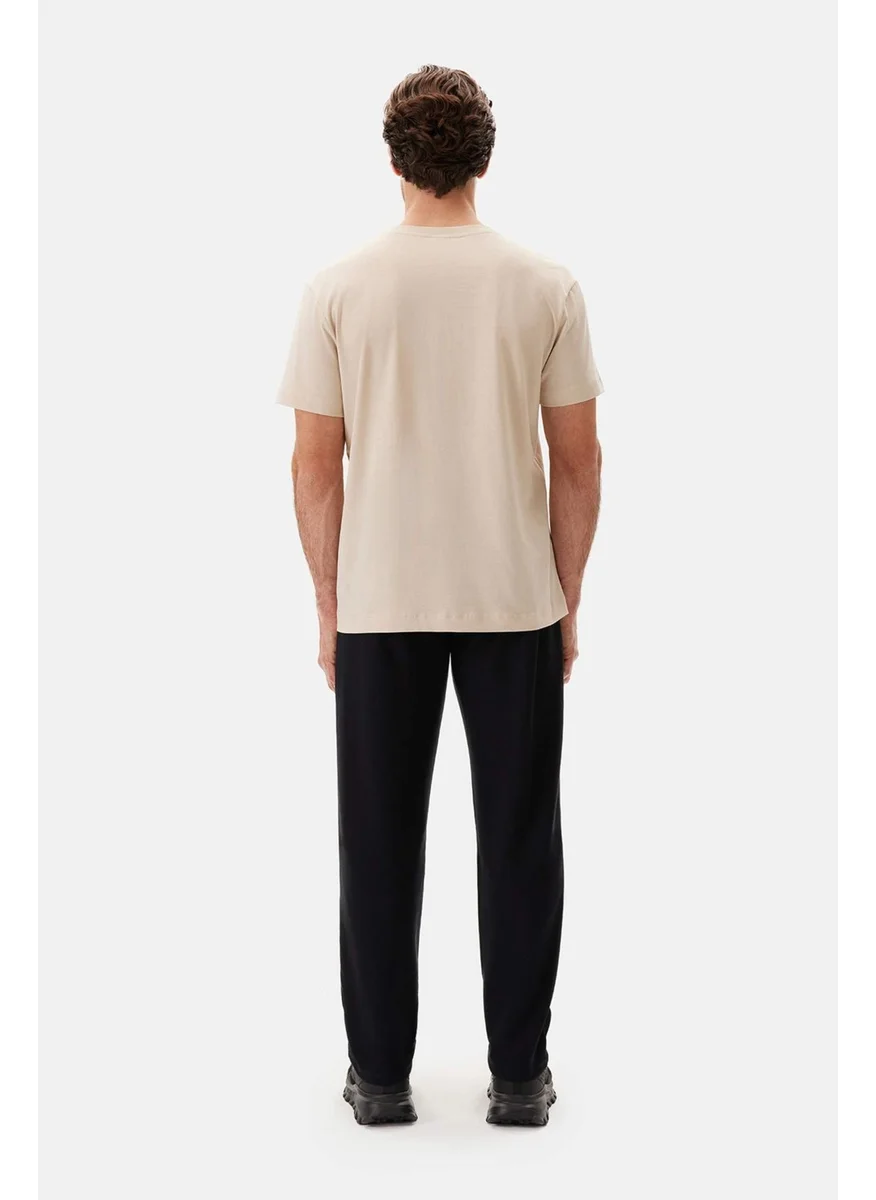 dagi Beige Crew Neck Short Sleeve Supima T-Shirt