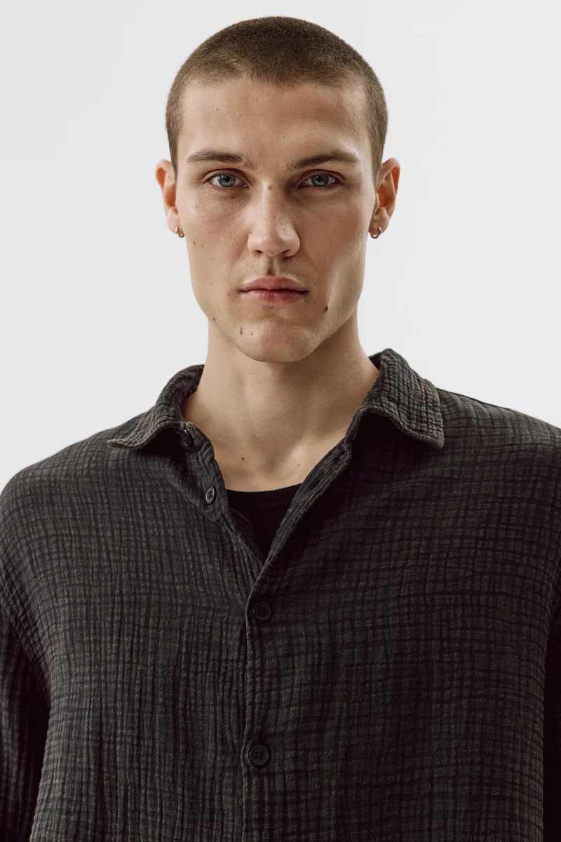 H&M  Regular Fit Cotton muslin shirt for Men | Best Price UAE