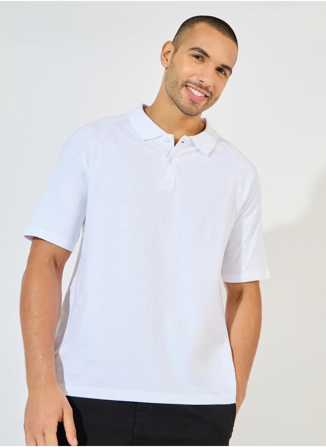 Styli Oversized Heavy Cotton Jersey Raglan Polo  - Image 1