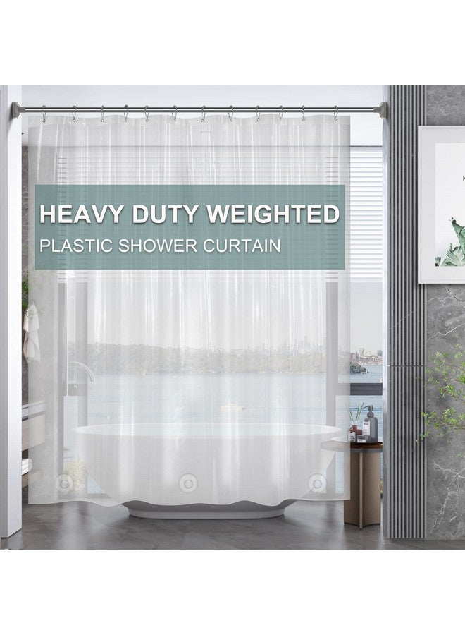AmazerBath AmazerBath Plastic Shower Curtain Clear Premium PEVA, Clear Shower Curtain Heavy Duty 8G, Weighted Shower Curtains for Bathroom Accessories with 3 Big Stones and 12 Rustproof Grommets, 72x72 Inches  - Image 1