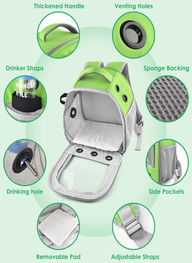 DBNESS Guinea Pig Carrier Backpack,Portable Travel Small Pet Carrier with Water Bottle Holder & Detachable Pad for Rabbits Hamsters Chinchillas Bearded Dragons Geckos Parrots (Green) - Image 3