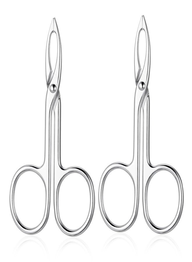 Tweruna 2 PCS Scissor Tweezers for Eyebrows, Metal Straight Tip Scissor Tweezers with Handles, Flat Plucker Tweezers Scissors for Remover Facial Hair and Eyebrow Care(Silver - Image 1