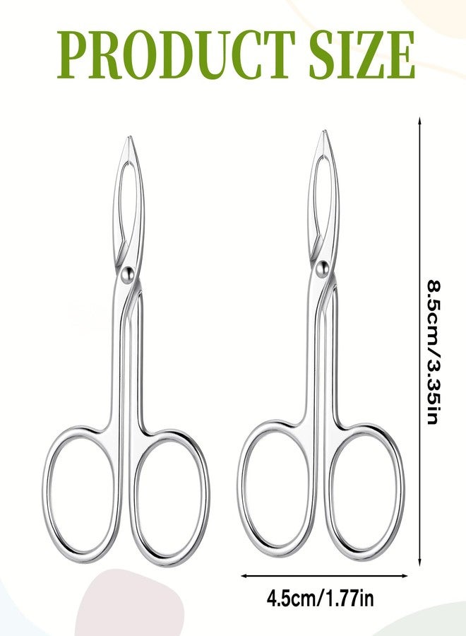 Tweruna 2 PCS Scissor Tweezers for Eyebrows, Metal Straight Tip Scissor Tweezers with Handles, Flat Plucker Tweezers Scissors for Remover Facial Hair and Eyebrow Care(Silver - Image 2