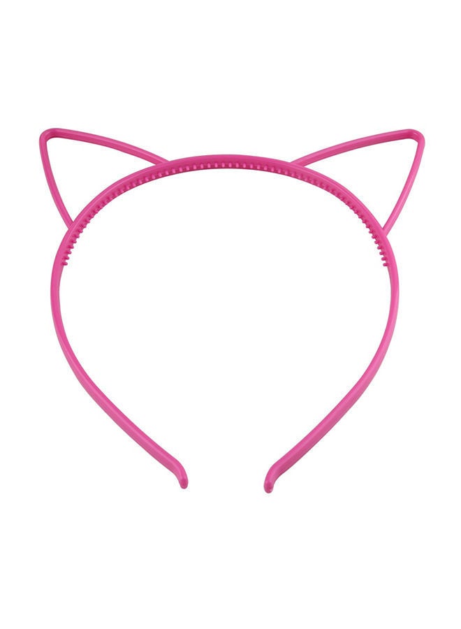 NIBEMINENT Plastic Cat Ear Solid Brief Style Hairband Pink