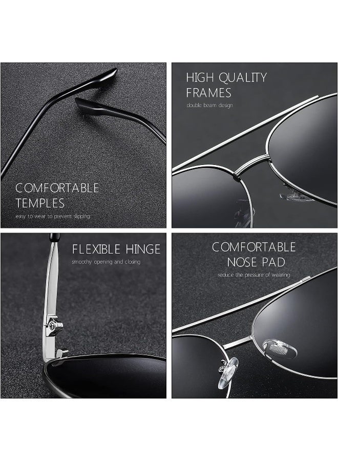NALANDA Men's Polarized Sunglasses With UV400 HD Lens, Outdoor Sport Driving Sun glasses, Classic Retro Design Aviator Style, 100% UV Blocking (Black)- 143mm - Image 4