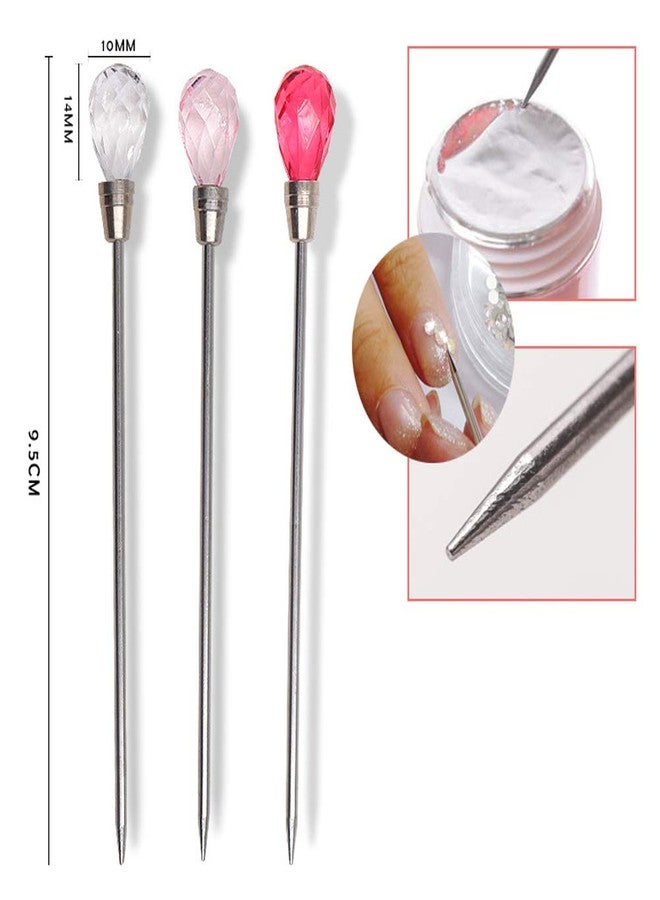 Luzen 3Pcs Nail Art Stirring Spoon Spatula Needle Stick Nail Manicure Stirring Rods DIY Tools for Acrylic Powder Liquid Mixing UV Gel Dotting Rhinestone Nail Art Tools Kit for Salon and Person Use, Rose Red - Image 5