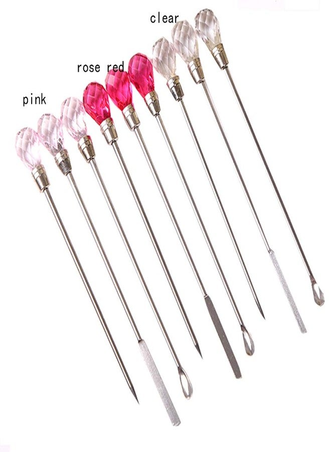 Luzen 3Pcs Nail Art Stirring Spoon Spatula Needle Stick Nail Manicure Stirring Rods DIY Tools for Acrylic Powder Liquid Mixing UV Gel Dotting Rhinestone Nail Art Tools Kit for Salon and Person Use, Rose Red - Image 3