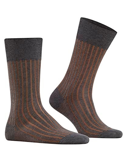 FALKE Men's Shadow Socks, Breathable, Cotton, Crew Length, Patterned Formal Socks, Lightweight, Trendy Work Clothing, Grey (Flanell 3210), 8-9, 1 Pair - Image 2