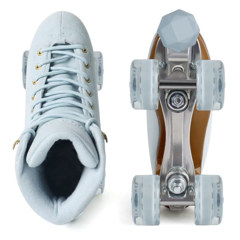 TUOSAMTIN Roller Skates for Women or Men with Height Adjustable Rubber Stoppers Retro Suede Quad Roller Skates for Outdoor and Indoor - Image 2