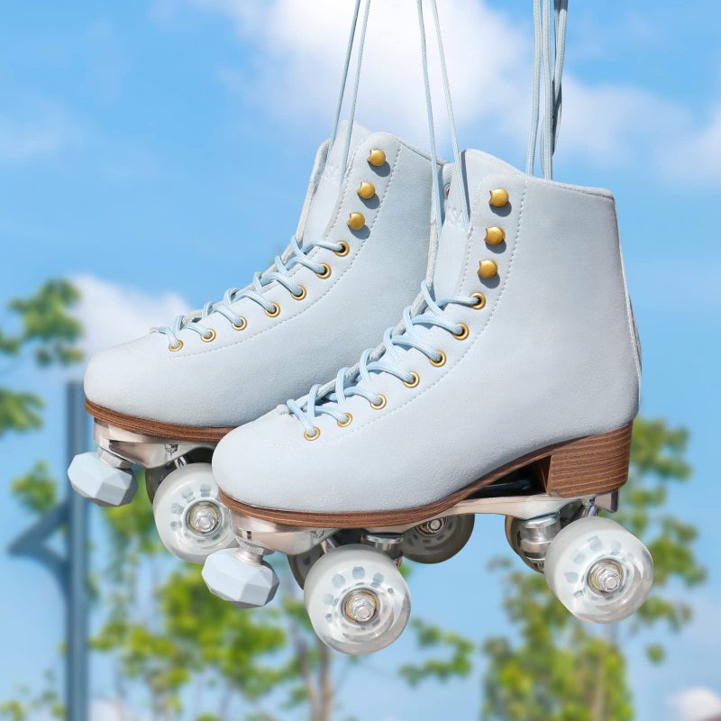 TUOSAMTIN Roller Skates for Women or Men with Height Adjustable Rubber Stoppers Retro Suede Quad Roller Skates for Outdoor and Indoor - Image 5