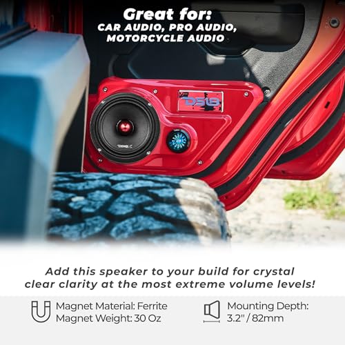 DS18 PRO-X6BM Loudspeaker - 6.5", Midrange, Red Aluminum Bullet, 500W Max, 250W RMS, 8 Ohms - Premium Quality Audio Door Speakers for Car or Truck Stereo Sound System (1 Speaker) - Image 3