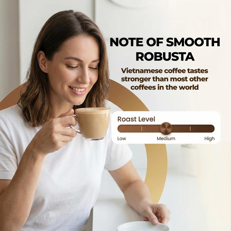Vinacafe Instant Coffee Packets 3 in 1 Authentic Vietnamese Taste, Balanced Medium Roast Coffee Mix for Quick Preparation at Home, Office or Travel, Single Serve Sachets (Pack of 1 | 20 Sachets Per Bag) - Image 2