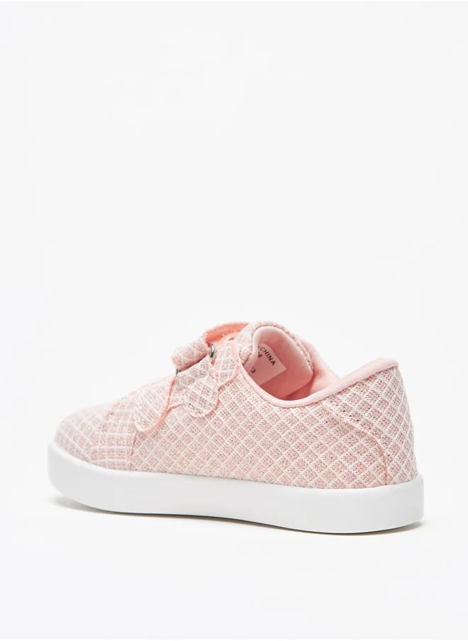 فلورا بيلا Girls'S Textured Casual Sneakers With Hook And Loop Closure