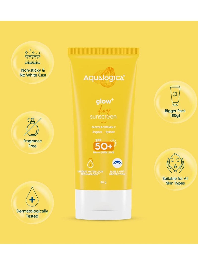 Aqualogica Aqualogica Lightweight Hydrating Sunscreen with SPF 50 for UVA B Blue Light Protection 80g  - Image 4