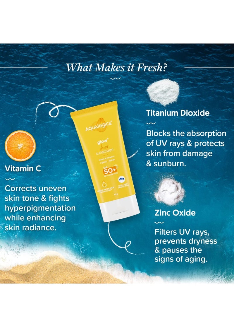 Aqualogica Aqualogica Lightweight Hydrating Sunscreen with SPF 50 for UVA B Blue Light Protection 80g  - Image 2