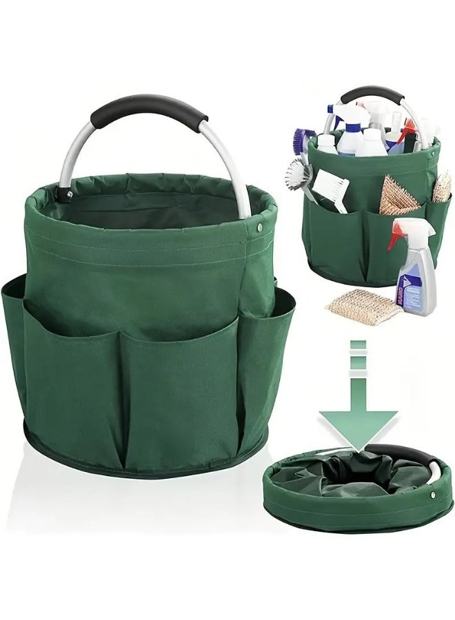 سلة تنظيف بمقبض، سلة تخزين قابلة للطي سعة 17 لتر، منظم منتجات التنظيف للمنزل والحديقة - Image 2