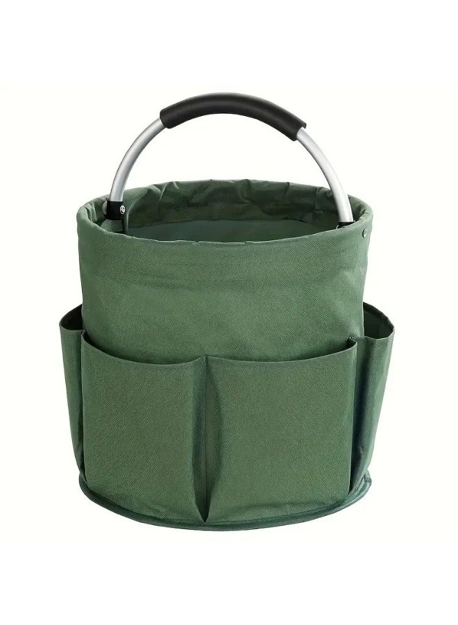 سلة تنظيف بمقبض، سلة تخزين قابلة للطي سعة 17 لتر، منظم منتجات التنظيف للمنزل والحديقة - Image 1