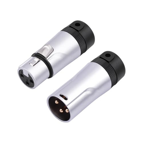 HUALEU 3Pin XLR Connectors Plug,XLR 3 Pin Male/Female Plugs Audio Mic Microphone Cable Plug Connector Audio Socket,1 Male+1 Female-2 Pack - Image 1