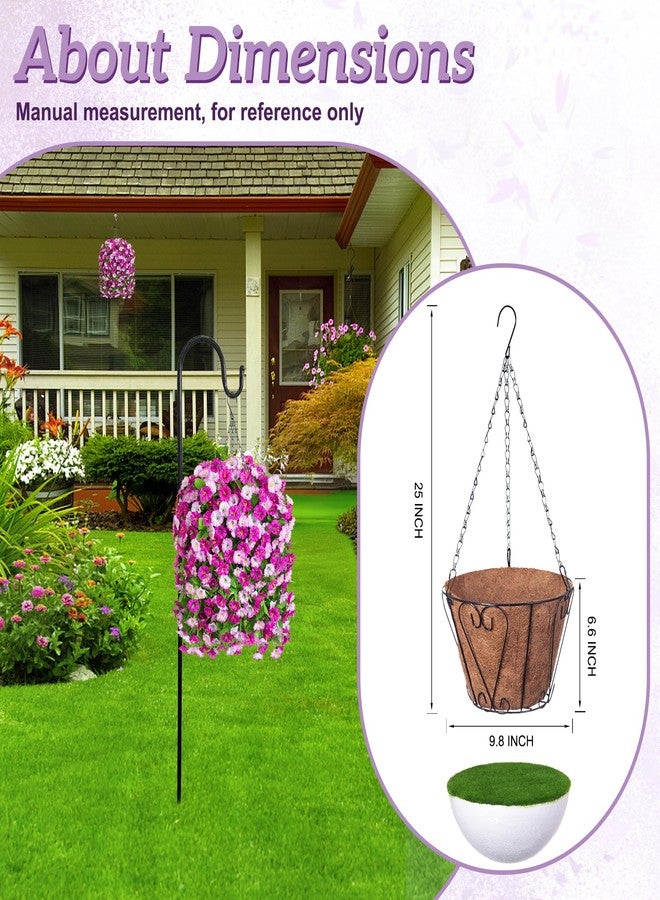 Ammyoo Artificial Fake Hanging Flowers Basket for Spring Decor, Faux Silk Flower in Planter for Summer, Outdoor Artificial Floral for Home Porch Yard(Double Lotus) - Image 4