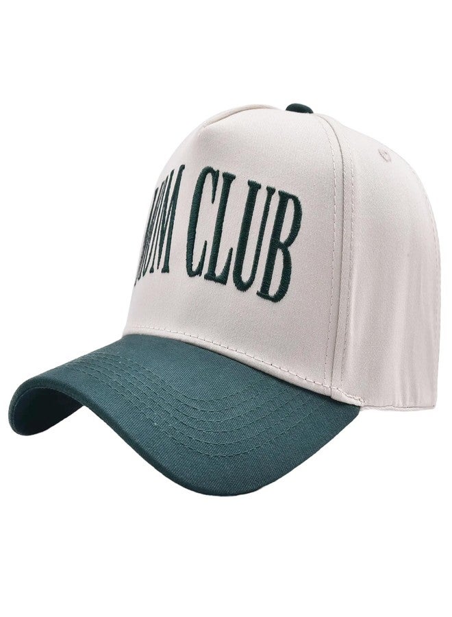 Erying Vintage Trucker Hats for Women Two Tone Trendy Embroidered Baseball Cap Funny Gifts Mom Club Green - Image 2