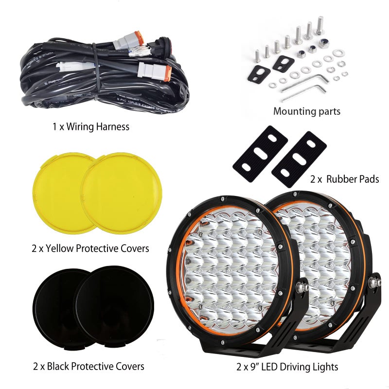 Generic BIGLION.X 9 Inch Round LED Offroad Driving Lights, Super Bright Spot Lights, Waterproof IP68 12V 24V for Pickup Trucks SUV UTV 4WD, Black 9''  - Image 2
