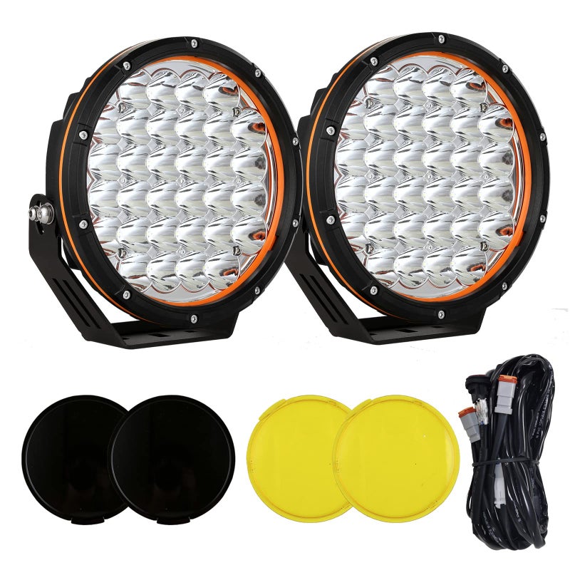 Generic BIGLION.X 9 Inch Round LED Offroad Driving Lights, Super Bright Spot Lights, Waterproof IP68 12V 24V for Pickup Trucks SUV UTV 4WD, Black 9''  - Image 1