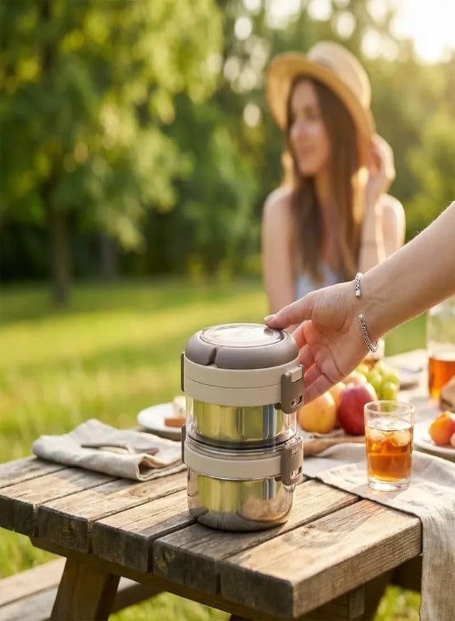 Lapras 𝟏𝟓-𝐘𝐞𝐚𝐫 𝐋𝐨𝐧𝐠-𝐋𝐢𝐟𝐞 𝐖𝐚𝐫𝐫𝐚𝐧𝐭𝐲 Stainless Steel 2 Tier Lunch Box Leak Proof Airtight Food Container, Stackable Meal Storage Tiffin Box for Office School Travel. - Image 2