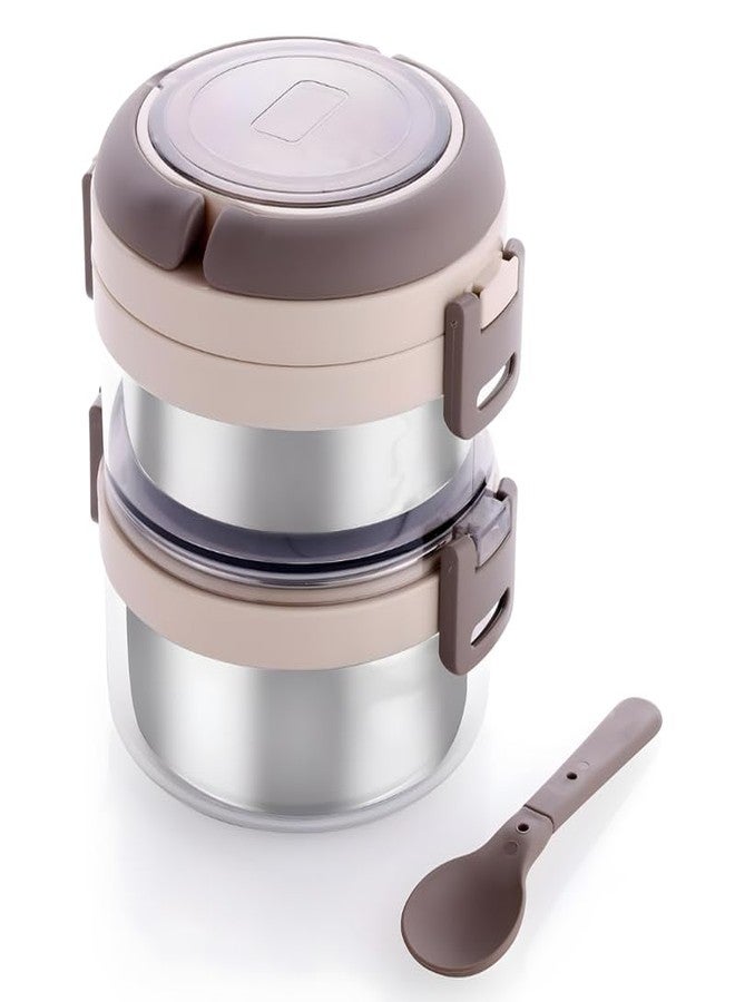 Lapras 𝟏𝟓-𝐘𝐞𝐚𝐫 𝐋𝐨𝐧𝐠-𝐋𝐢𝐟𝐞 𝐖𝐚𝐫𝐫𝐚𝐧𝐭𝐲 Stainless Steel 2 Tier Lunch Box Leak Proof Airtight Food Container, Stackable Meal Storage Tiffin Box for Office School Travel. - Image 1