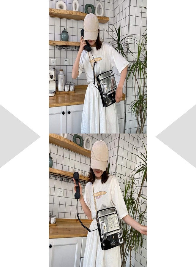 KUANG! Women Reflective Laser Fashion Telephone Shaped Shoulder Bag Ladies Funny Crossbody Bag Chain Purse - Image 5