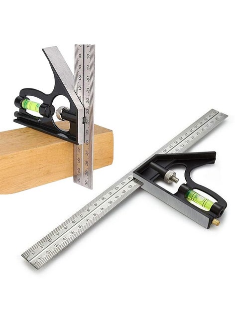 Cute Critters 12-Inch Combination Square, Universal Adjustable Metric Stainless Steel Multifunctional Combination Try Square Set Right Angle Ruler Measurement Tools