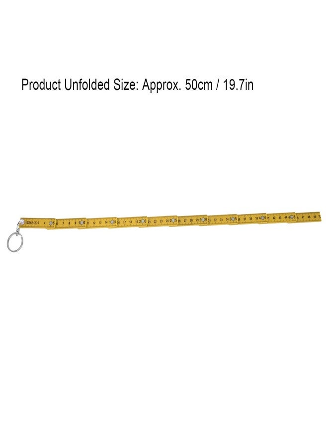 فديت مسطرة قابلة للطي من قطعتين، مسطرة قابلة للطي من مادة ABS محمولة بطول 0.5 متر مع عصا قياس قابلة للطي للنجارة ووضع البلاط (أصفر) - Image 3