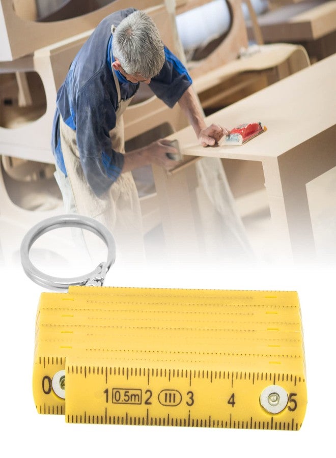 فديت مسطرة قابلة للطي من قطعتين، مسطرة قابلة للطي من مادة ABS محمولة بطول 0.5 متر مع عصا قياس قابلة للطي للنجارة ووضع البلاط (أصفر) - Image 4