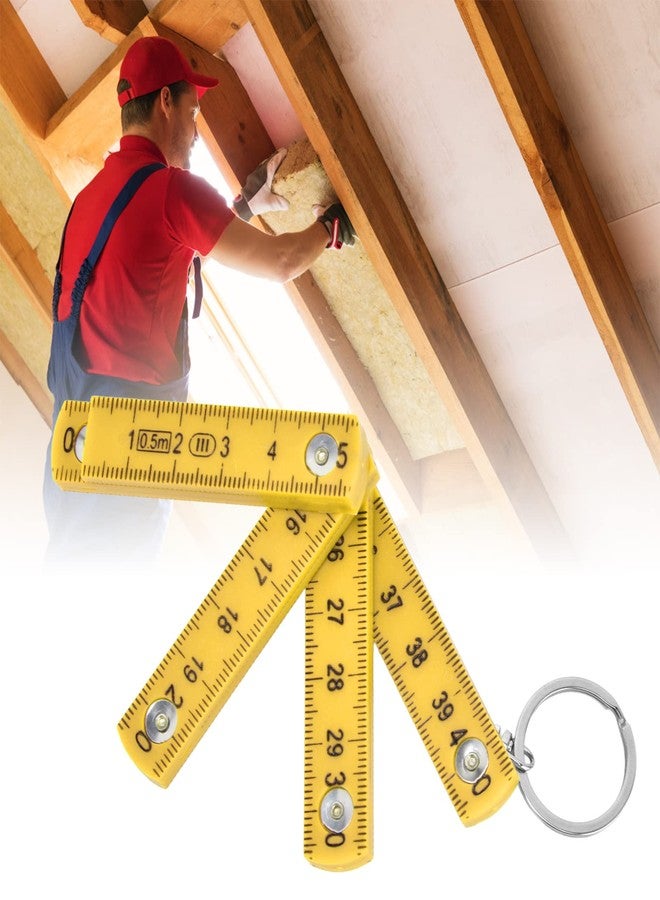 فديت مسطرة قابلة للطي من قطعتين، مسطرة قابلة للطي من مادة ABS محمولة بطول 0.5 متر مع عصا قياس قابلة للطي للنجارة ووضع البلاط (أصفر) - Image 5
